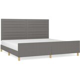  Posteljni okvir z vzglavjem temno siv 200x200 cm blago, (20906625) | Shoptok.si