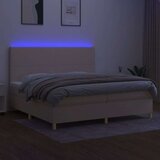  Box spring postelja z vzmetnico LED krem 200x200 cm blago, (20999371) | Shoptok.si