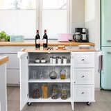  Kuhinjski kolica s radnom plohom, kuhinjski otok s držačem za ručnike i ladicama, dim. 136 x 76 x 91 cm, bijela | shoptok.hr
