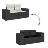 vidaXL 9-delni set vrtnega kavča z blazinami črnega poli ratana akacije, 3-delni set vrtne jedilnice z blazinami črnega poli ratana akacije | Shoptok.si