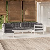 Maison Chic Seti vrtnega pohištva - Vrtna garnitura - Vrtni pohištvo set 6-delna z blazinami bela borovina, (21815448) | Shoptok.si