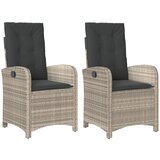 Maison Chic Nastavljivi vrtni stoli - Stol za vrt 2 kosa z blazinami svetlo siv PE ratan JS101, (21878602) | Shoptok.si