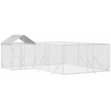 Vanjski kavez za pse s krovom srebrni 6x6x2,5 m pocinčani čelik | Shoptok.si
