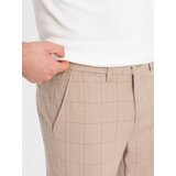 Ombre Men's classic cut pants in fine check - sand | Eponuda.ba