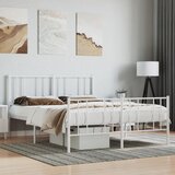 vidaXL Metalni okvir kreveta uzglavlje i podnožje bijeli 120x190 cm Cijene