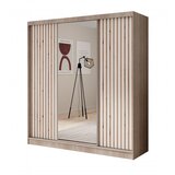 ADRK Klizni ormar Ida s ogledalom i letvicama, 200 cm - SONOMA-BIJELA | shoptok.hr