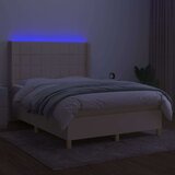  Box spring postelja z vzmetnico LED krem 140x200 cm blago, (20900109) | Shoptok.si