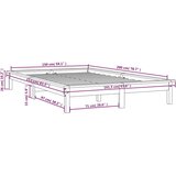 Okvir kreveta crni 150x200 cm veliki bračni od masivne borovine | shoptok.hr