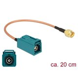 Delock WLAN antena priključni kabel [1x Fakra ženski konektor - 1x RP-SMA vtič] 20.00 cm siva, (20417120) | Shoptok.si