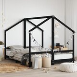  Okvir za dječji krevet crni 2x(80x200) cm masivna borovina | shoptok.hr
