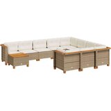 vidaXL 11-dijelni set vrtnih sofa od poliratana s jastucima bež | shoptok.hr