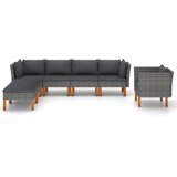 Maison Chic Seti vrtnega pohištva - Vrtna garnitura - Vrtni pohištvo set 7-delna poli ratan in evkaliptus siva, (21804743) | Shoptok.si