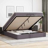 vidaXL Otomanski posteljni okvir z vzmetnicami siv 200x200cm um. usnje, (21607103) | Shoptok.si