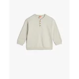 Koton Buttoned Sweatshirt Long Sleeve Cotton