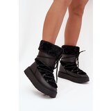 Boto Women's Snow Boots With Fur And Lacing On Platform Black Marinna | Shoptok.si