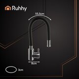 Ruhhy 26324 kuhinjska armatura s fleksibilnim izlivom 360°, perlator – črna/srebrna | Shoptok.si