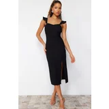Trendyol Black Ruffle Strap Detailed Woven Dress