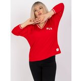 Fashion Hunters Red plus size blouse with V-neck Marianna Cene