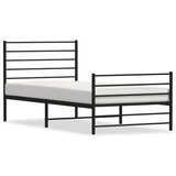 The Living Store Kovinski posteljni okvir z vzglavjem in vznožjem črn 90x200 cm - Posteljni Okvir, (21530940) | Shoptok.si