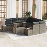 vidaXL vrtna sedežna garnitura Set 9 Siva, Rjava Ratan, Poliester | Shoptok.si