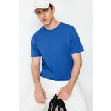 Trendyol Blue Men's Basic 100% Cotton Regular/Normal Cut Crew Neck T-Shirt Cene