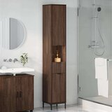 vidaXL Visoka kopalniška omara z vrati Rjavi hrast 31.5 x 33 x 190 cm, (5000064358) | Shoptok.si