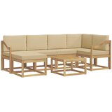  Set vanjskih sofa 7 kom. Bijela i bež Čvrsto drvo akacije | shoptok.hr