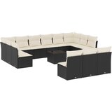  14-dijelni set vrtnih sofa s jastucima poliratan crni | shoptok.hr