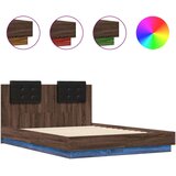  Posteljni okvir z vzglavjem in LED rjavi hrast 120x190 cm, (21086287) | Shoptok.si
