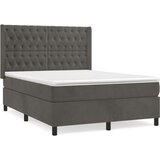  Box spring postelja z vzmetnico temno siva 140x200 cm žamet, (20789714) | Shoptok.si