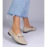 Gemre Beige matte-finish loafers with gold decoration Gloriasa | shoptok.hr