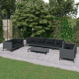  Vrtna sedežna garnitura 9-delna z blazinami PE ratan temno siva, (20673096) | Shoptok.si