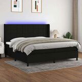  Box spring postelja z vzmetnico LED črna 200x200 cm blago, (20761098) Cene
