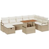 vidaXL 9-dijelni vrtni sofa set s jastučićima bež poli ratan, 2-sjedalni vrtni sofa s jastučićima bež poli ratan Cijene