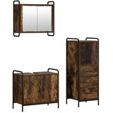  Set ormarića za kupaonicu 3 kom. Dimljeni hrast - Dimljeni hrast Kupaonski ormarić (2 vrata) + viseći ormarić + kupaonski ormar | shoptok.hr