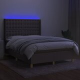  box spring s madracem LED smeđesivi 140x200 cm tkanina | shoptok.hr