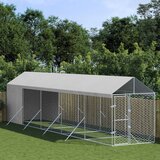 vidaXL Vanjski kavez za pse s krovom srebrni 2x10x2,5m pocinčani čelik | shoptok.hr