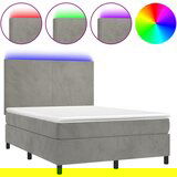 The Living Store Box spring postelja z vzmetnico LED sv. siva 140x190 cm žamet - Box Spring Postelja, (21493300) | Shoptok.si