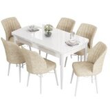 Hanah home eva - white, cream whitecream extendable dining table & chairs set (7 pieces) | Eponuda.com