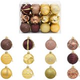  Set božićnih kuglica 36 kom. Smeđa i zlatna Promjer 6 cm | shoptok.hr