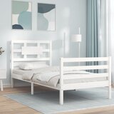 vidaXL Okvir kreveta s uzglavljem bijeli 90 x 200 cm od masivnog drva Cijene