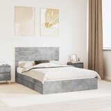  Postelja s shranjevanjem z vzglavjem Betonsko siva 150 x 200 cm, (5000106690) | Shoptok.si