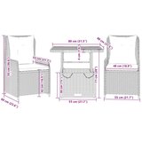  3-dijelni bistro set s jastucima crni od poliratana | shoptok.hr