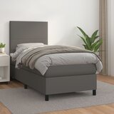 The Living Store Box spring postelja z vzmetnico siva 90x200 cm umetno usnje - Box Spring Postelja, (21519243) Cene