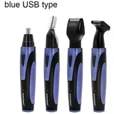 SPORTSMAN Štiri-v-enem USB polnilni prirezovalnik za ušesa, nos, brado, obraz in obrvi, prirezovalnik za dlake za moške (moder tip USB), (22151618)