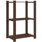  Stojalo s policami 3-nadstropno rjavo 60x38x90cm trdna borovina | Shoptok.si
