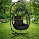  Viseća stolica jaje s jastucima Cocoon - crna | shoptok.hr