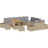  Vrtna garnitura - 13-dijelni set vrtnih sofa s jastucima bež poli ratan akacija | shoptok.hr