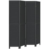 Furnova Paravan 4-delni črn trden les pavlovnije, (21929900) | Shoptok.si