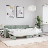 vidaXL Izvlečna dnevna postelja z vzmetnico sv. siva 80x200 cm žamet Cene
